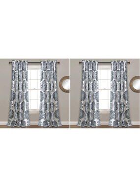 Elegant Navy Light Filtering Window Curtain Panel Pair, 84"x52", 2" Header, Set